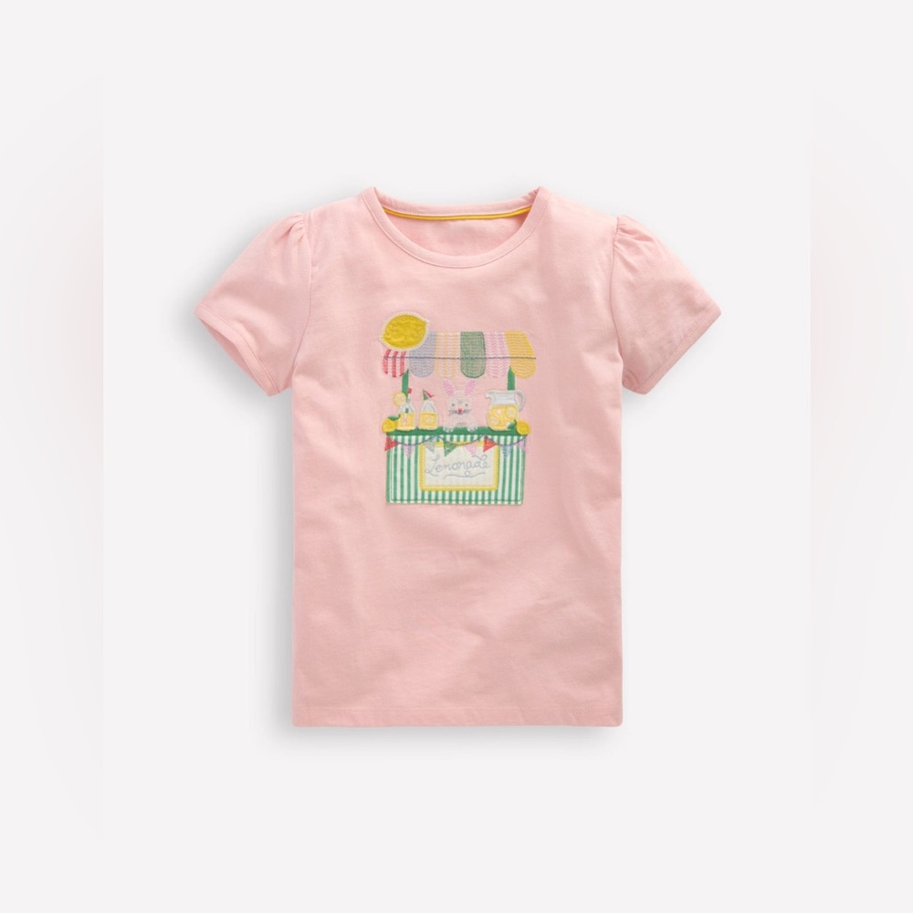 Puff Sleeve Appliqué T-shirt - Picture 1 of 3